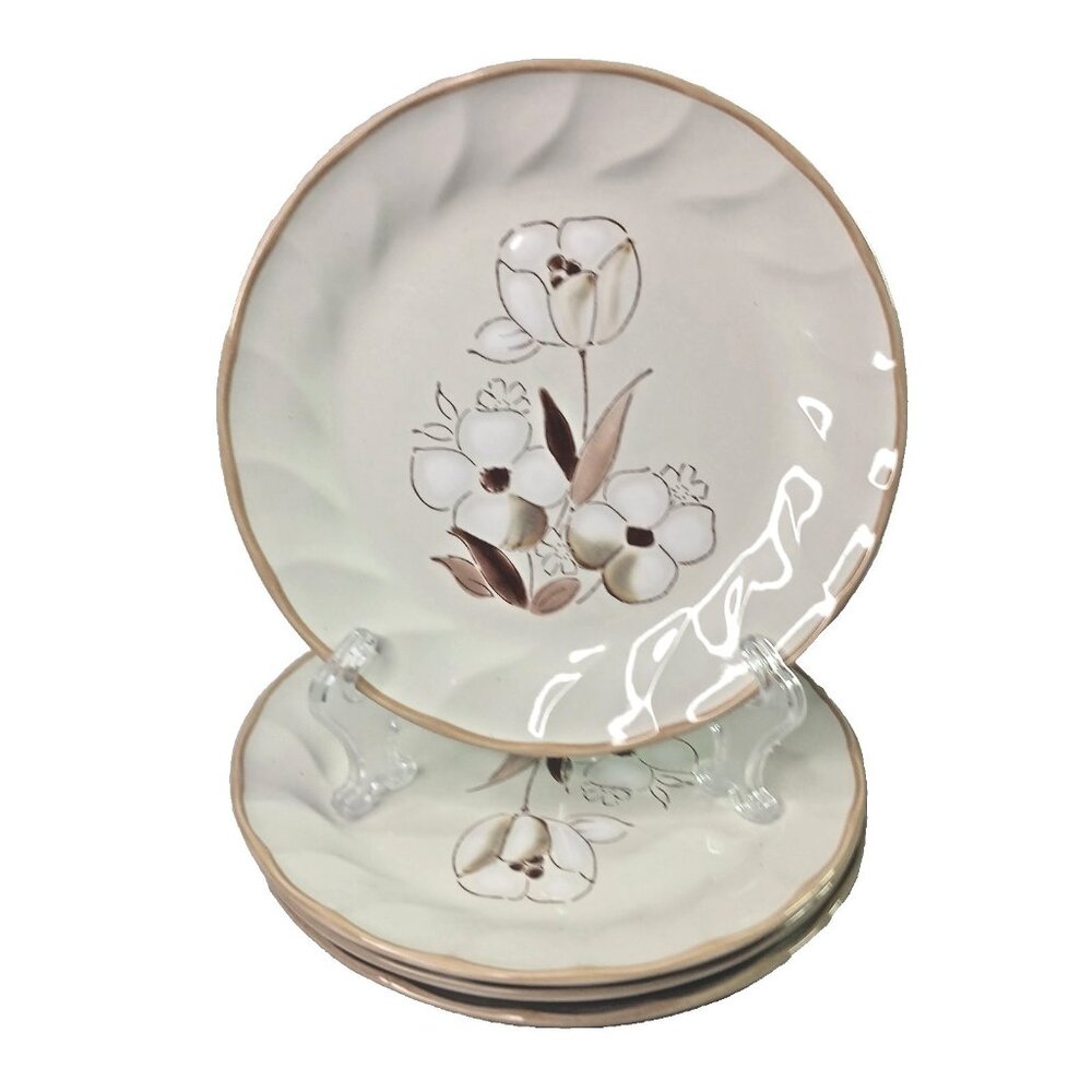 Sculptura Hearthside Stoneware Felicity 4 Salad Luncheon Plates 7.75" Vintage